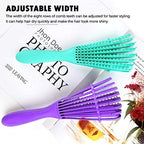 Detangling Brush for Women's Afro American/African 3a to 4c Kinky, Wavy, Curly, Coily Hair - Knots Detangler and Scalp Massage Comb for Wet/Dry/Oil/Thick/Long Hair (2 pcs, Purple-Green)