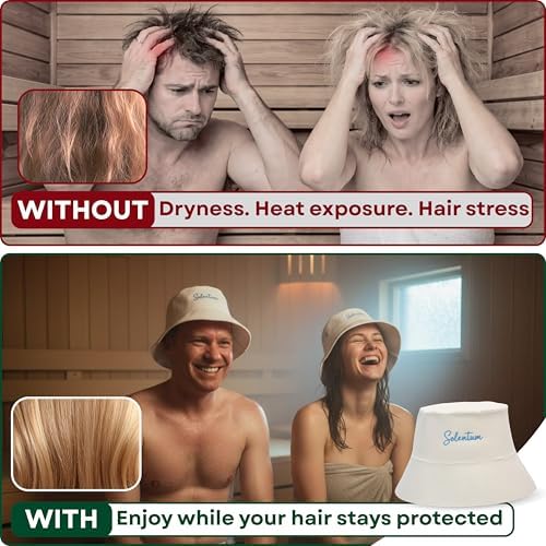 Premium Sauna Hat for Men and Women Protect Hair Inside Banya Shower Bath - Felt Top Hats Caps Steamer Head Protector Cap Ladies Spa Essentials Saunas Accessories Bathing Headgear.