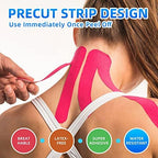 Kinesiology Tape Precut Strips - 4 Rolls Beige (2"x16.4ft) - Waterproof K Sports Tape for Muscle Support, Easy Application, Breathable & Latex Free