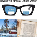 REAVEE 3 Pack Bifocal Oprah Style Reading Glasses for Women, Blue Light Blocking Stylish Thick Frame Readers Spring Hinges