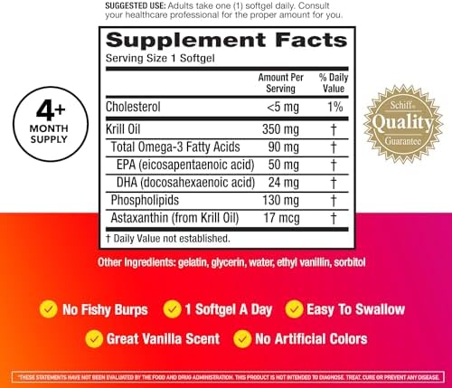 MegaRed - Omega-3 Krill Oil 350mg Softgels (130 Count in A Bottle), EPA & DHA Omega-3 Fatty Acids with No Fishy Aftertaste Unlike Fish Oil, Contains Antioxidant Astaxanthin