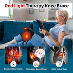 Red Light Therapy for Knee & Elbow, Vibration & Heated Massage for Knee Brace,660nm&850nm Red Light Therapy, Heated Device for Joint, Elbow, Shoulder Pain Relief