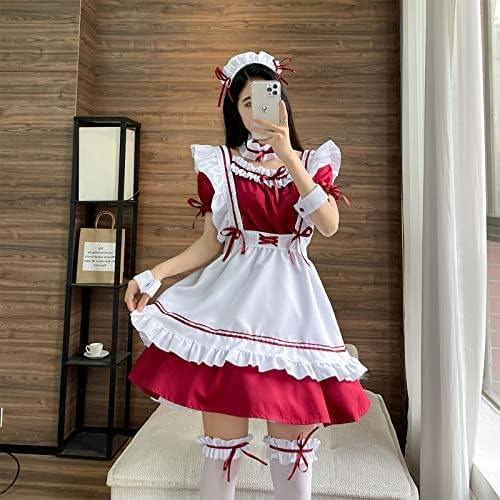 Maid Outfit Anime Cosplay Lolita Maid Dress French Maid Costume Plush cat ear Socks set