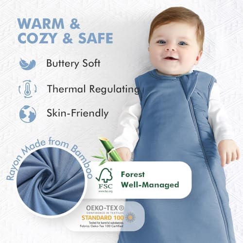 HAPIU Unisex Rayon Made from Bamboo Baby Sleep Sack TOG 1.0, 2-Way Premium Zipper, Wearable Blanket Baby