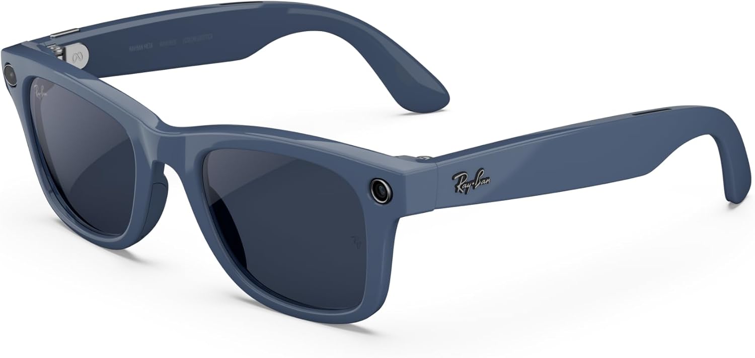 Ray-Ban Meta (Gen 2), Wayfarer Large, Shiny Cosmic Blue | Smart AI Glasses for Men, Women — 2X Battery Life — 3K HD Resolution — 12 MP Ultra-Wide Camera, Audio, Video — Transitions® Sapphire Lenses