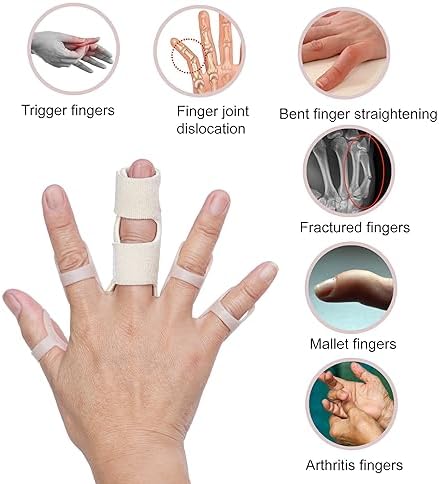 Oval Finger Splint 8 pcs and Trigger Finger Splints 2 pcs for Arthritis,Mallet Fingers - Comfortable and Effective Pain Relief Finger splints For Thumb, Index, Middle, Pinky or Ring Finger (4,5,6,7,8,9,10,11)
