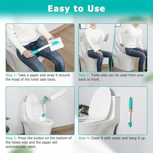 Fanwer Toilet Aids and Long Reach Handled Comb Sets, Toilet Aids for Wiping, Long Handle Brush for Disabled, Elderly, Pregnant, Overweight People