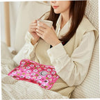 Rechargeable Electric Hot Water Bottle Flower Pattern, Leakproof Stomach Warmer for Period Cramps and Pain Relief