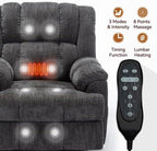 Dual Motor Power Lift Recliner Chair with Lay Flat, Full-Body Vibration & Lumbar Heating - Lift Assist Chair for Elderly, Electric Recliner with Massage and Heat, Easy Assembly Grey