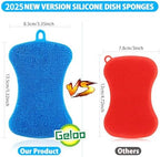 Geloo.Silicone Sponge Dish Brush, Double Sided Cleaning Brush for Dishes, Kitchen Gadgets and Accessories (3 Pack)