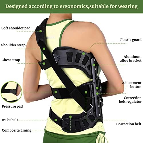 Scoliosis Posture Corrector, Adjustable Back Cerviacal Scoliosis Appliance Fixed Brace for Kyphosis, Osteoporosis, Postoperative Recovery Men and Women