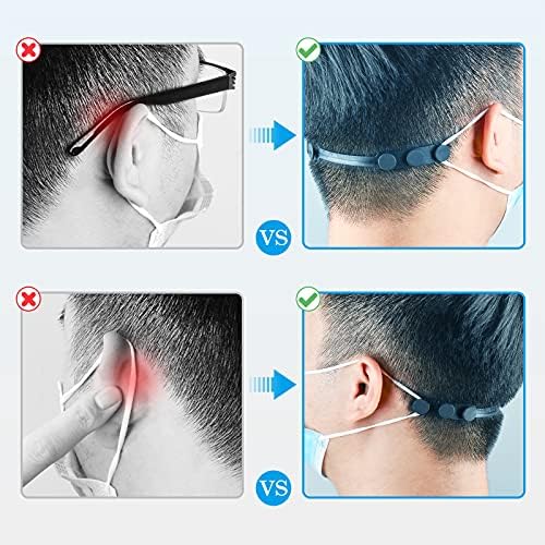 Mask Holder Mask Strap Extender Masks Ear Saver Adjustable Face Mask Extension Hook Protectors Ear Pain Relieved Anti-Tightening Anti-Slip Buckle for Kids Adults Silicone Mask Accessories 6 Pack