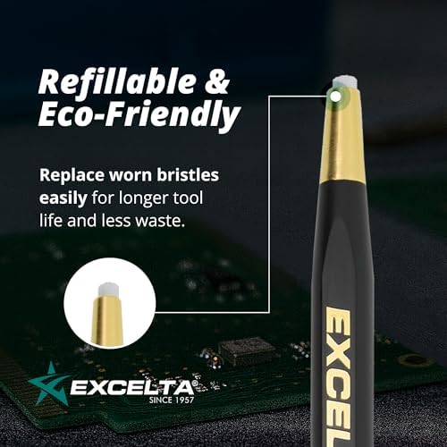 Excelta 267 Fiberglass Scratch Brush, Retractable and Refillable Pen Style Tool with Plastic Handle & Fiberglass Bristles, Precision Cleaning for Jewelry, Electronics, Crafts, Polishing, Rust Removal