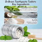 Dr.Brian Toothpaste Tablets - Nano Hydroxyapatite Toothpaste, Fluoride & Plastic Free, Eco & Travel Friendly Chewable Tablet, Remineralizing & Natural Whitening Mouthwash Tablets, 62 Tabs