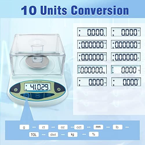 FOUR E'S SCIENTIFIC Lab Scale 300g x 0.001g Accuracy - High Precision Laboratory Analytical Balance with Windshield Digital Scientific Scale Jewelry/Kitchen Scale