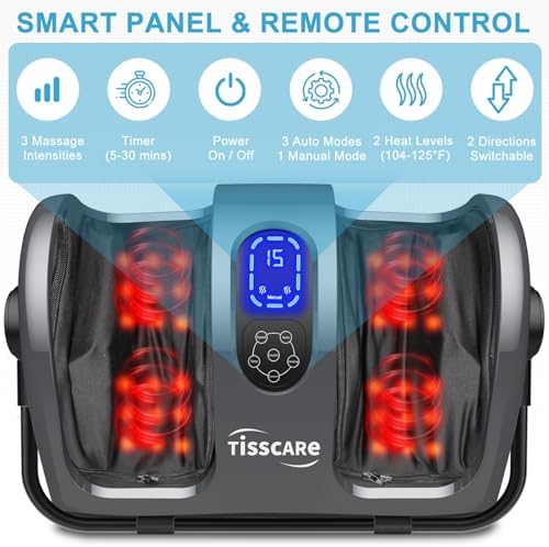 TISSCARE Shiatsu Foot Massager with Heat, FSA Eligible HSA Foot Massager for Plantar Fasciitis, Neuropathy, Circulation and Pain Relief, Massage Feet at Home/Office, Gift for Men and Women