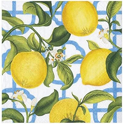Caspari Seville Paper Luncheon Napkins in Ivory, Two Packs of 20