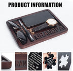 Grandpa Gifts, Christmas Birthday Gift for Grandpa, Unique Gifts for New Grandpas from Grandkids, Good Gift for Grandpas Grandfather Wood Valet Tray Set