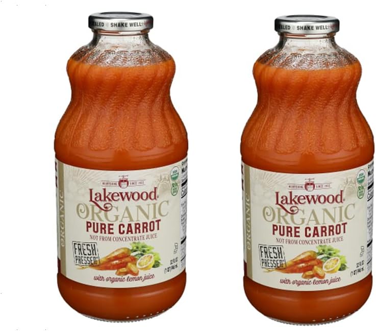 Lakewood Organic Pure Carrot with Added Organic Lemon Juice 32 Oz (Pack of 2)