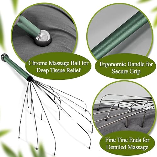 stargo Massage Master Metal Back Scratcher for Men, Gadgets for Men Women, Elderly - Wide Wire Claw Scratching Head Body Massager - Hand Back Scratch for Adults, Dogs - Men's Massage Gift