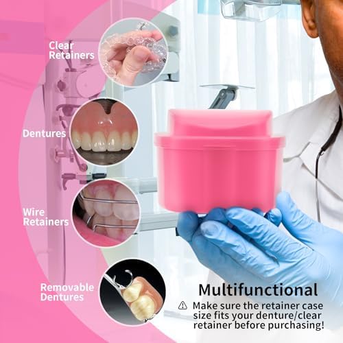 Annhua Denture Retainer Container Case Cleaning,Denture Bath Box False Teeth Storage Box