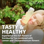 KKOKDAM Kombucha Tea - Lemon & Chrysanthemum Korean Tea - Kombucha Drinks Probiotic Support, Low Calorie, Sugar Free Drink Pack - 15 Kombucha Drink Packs