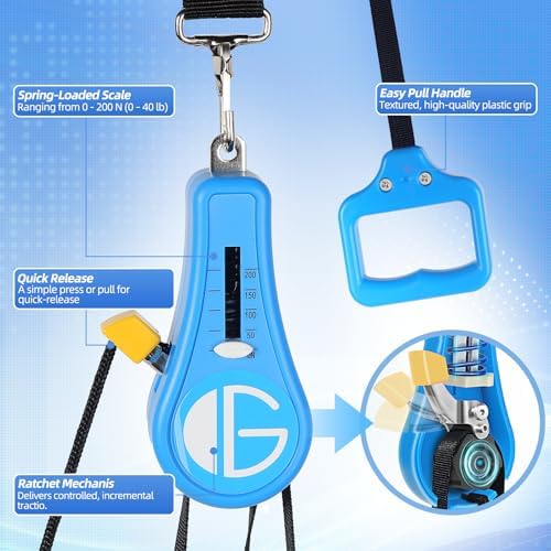 glitz Upgraded Neck Stretcher & Cervical Traction Device with Ratchet System – 50-200N Adjustable Over-Door Traction for Pain Relief & Spinal Decompression, Force-Limited Easy-Release Pull Cord