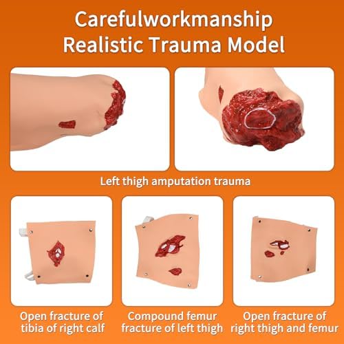 Trauma Patient Care Manikin Model, PVC Patient Wound Care Simulator with Wound Modules Advanced Anatomical, Full Body Life Size Burn Human Model for Nursing Medical Training Teaching Male Female