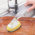 Dishwand Refills with Handle – 2 Pack Heavy Duty Non-Scratch Replacement Sponge Heads, Soap Dispensing Scrubbers for Dish Wand, Dishwashing Brush Pads, Kitchen Sink Cleaning Tool Kit