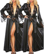 Generic Women's Lingerie Sexy Long Lingerie Kimono Bath Robe Sexy Dressing Gown Women Lace Silk