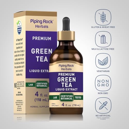 Piping Rock Green Tea Extract Liquid | 4 Fl Oz | Premium Herbal Supplement | Vegetarian | Alcohol Free | Non-GMO, Gluten Free