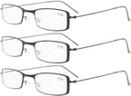 Eyekepper 3-Pack Stainless Steel Frame Half-eye Style Reading Glasses Readers Black +1.25