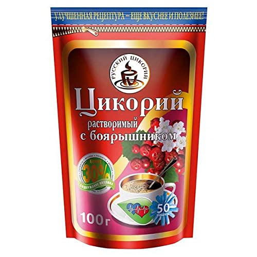 Instant Chicory from Russian Chicory - 100% Pure and Organic Dried Root - Dessert Beverage, Caffeine-Free & Acid Free - 100gr/ 3.5 oz (With Hawthorn)