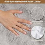 Electric Foot Warmer, Luxury Faux Fur Heating Pad for Feet Pain Relief Cramp, Heated Foot Warmer for Under Desk & Bed with 3 Heat Settings & 2H Auto-Off, ETL Certified, 20x22 Inch, Light Grey