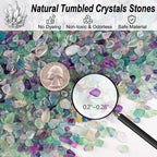 14 Oz Fluorite Aquarium Gravel Rocks Crystal Chips Stones, Natural Tumbled Healing Crystal Chips Bulk Polished Crushed Stones Pebbles for Vase Fillers, Aquarium and Home Decoration, 5-7mm