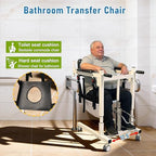 Patient Lift Transfer Chair, Hydraulic Alloy Transfer Chair for Seniors, Foldable & Portable with 32"–40" Lift Range, 300 lb Capacity, Dual Cushions for Toilet, Bed, Sofa, Wheelchair, and Car Use