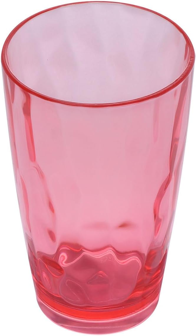 OUNONA Acrylic Water Grain Tumbler 470ml Large Capacity Shatterproof Beverage Cup Red for Restaurant and Bar Use