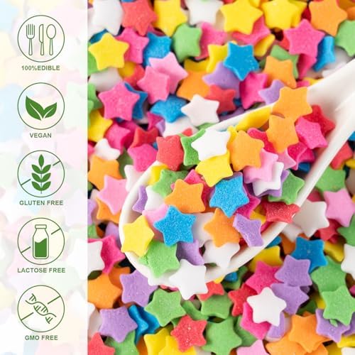 Rainbow Sprinkles for Cake Decorating Edible Star Confetti Sprinkles Mix for Cake, Baking, Ice Cream, Cookies, Cupcake Topper 4.2 OZ