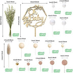 47 PCS Wood Oh Baby Cake Topper Boho Cake Toppers Balls Baby Shower Decorations for Newborn Birthday Wedding Gender Reveal