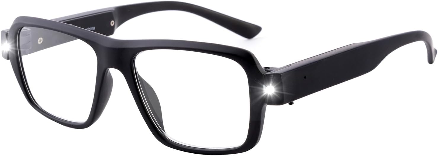 USB Rechargeable LED Reading Glasses, Lighted Hands-Free Readers for Seniors to Read in Dark