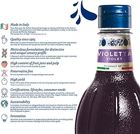 Fabbri Flavoring Syrup, Violet, Made in Italy, 33.8 Ounce (1 Liter)