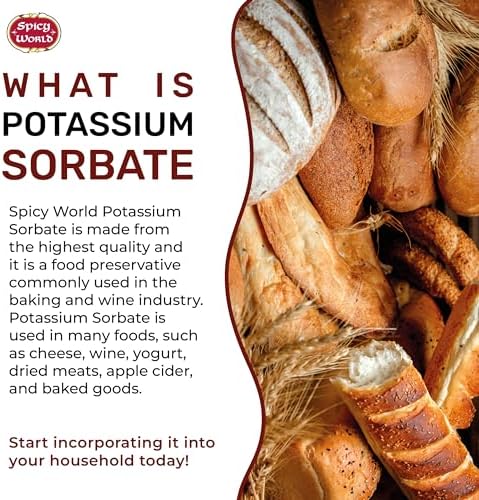 Potassium Sorbate 2 Oz - Food Grade - Great Wine Stabilizer, Preservative for Gummies, Mead, Cider - by Spicy World