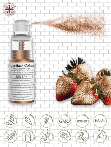 Sugarflair Powder Puff Edible Pump Spray Lustre Dust 10g - Sun Tan