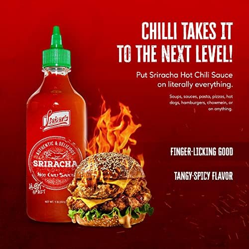 Lieber's Sriracha Hot Chili Sauce, Authentic And Delicious, Non-GMO, No MSG, Gluten-free, Cholesterol-free, and Vegan, NET WT. 1 lb (Pack of 2) (454g)