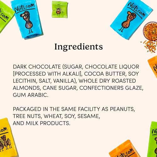 Nuts.com – Dark Chocolate Covered Almonds – 2 Pound Bag, Healthy Snack for Adults & Kids, Good Source of Protein, Fiber, Iron, Calcium, Potassium & Antioxidants – Kosher Pareve