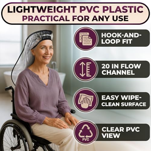 Hair Funnel for Washing Hair for Elderly – Shampoo Cape with Waterproof PVC Build 20"x9.5" for Upright Sink Washing & No-Rinse Care – Shampoo Caps no Rinse for Gentle Bedridden Support & Home Use