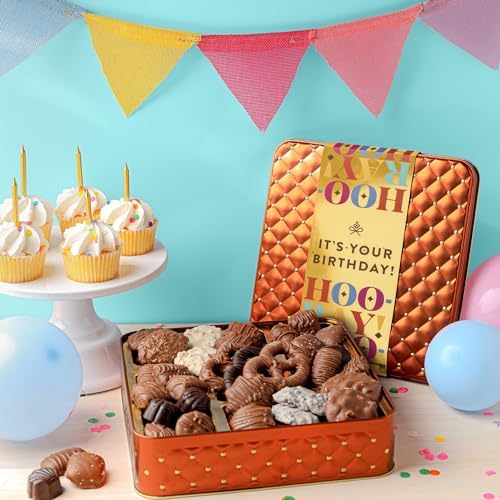 BONNIE AND POP - Birthday Food Gift Basket, Happy Birthday Chocolate, Birthday Gift Box, Food Birthday Gifts for Women and Men, Birthday Treats, Prime Snack Gift Arrangements, Bonnie and Pop