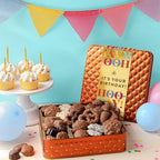 BONNIE AND POP - Birthday Food Gift Basket, Happy Birthday Chocolate, Birthday Gift Box, Food Birthday Gifts for Women and Men, Birthday Treats, Prime Snack Gift Arrangements, Bonnie and Pop