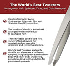 WBT Diamond Tip Tweezer- Grabs Hair from the Root, Diamond Coated Slant Tips Precision Tweezer for Eyebrow, Facial & Ingrown Hair Removal - Perfectly Aligned Tips Surgical Grade Steel Tool