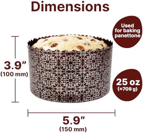 Panettone Paper Baking Mold 6pcs 25oz Large Paska Kulich Easter Bread Cake Cups Forms Disposable Round Paper Baking Cups Forms Pan Panettone Panetone Moulds Bakeware 5.9 x 3.9 Inch (15cm x10cm)